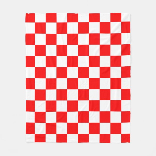 Cobertor De Velo Padrão de Verificação de Branco Vermelho (Frente)
