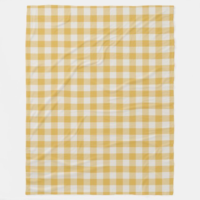 Cobertor De Velo Padrão de Verificação de Ochre Amarelo Gingham (Frente)