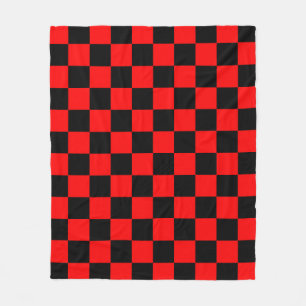 Cobertor De Velo Padrão de Verificação Preto Vermelho