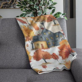 Cobertor De Velo Padrão de Vila Rustic Watercolor