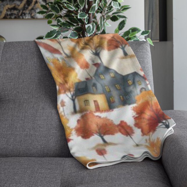 Cobertor De Velo Padrão de Vila Rustic Watercolor (Criador carregado)