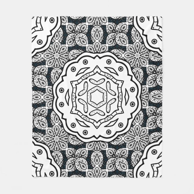 Cobertor De Velo Padrão de vinheta em fundo azul com elem branco (Frente)