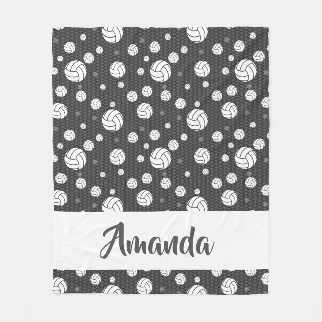 Cobertor De Velo Padrão de Voleibol da cinza e do Chevron Branco (Frente)