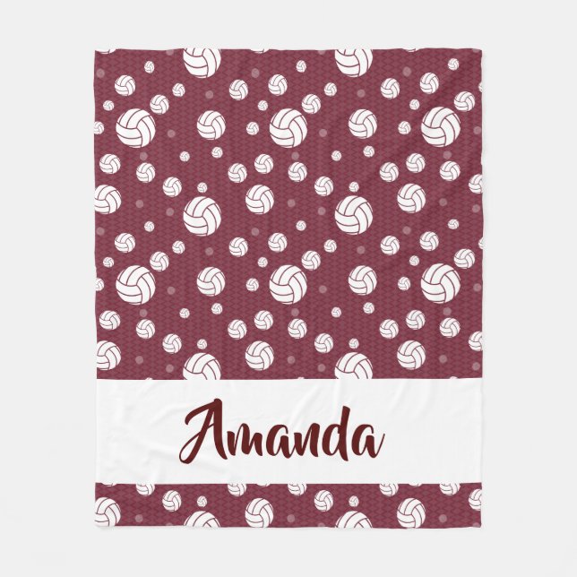 Cobertor De Velo Padrão de Voleibol do Maroon Chevron (Frente)