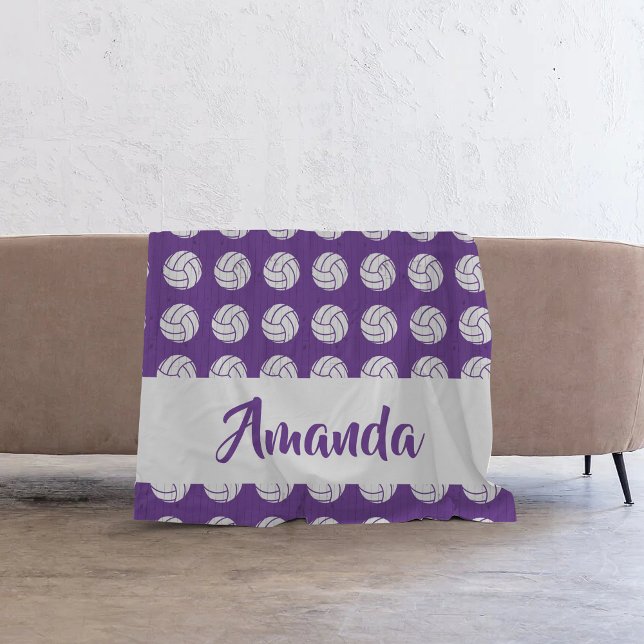 Cobertor De Velo Padrão de voleibol roxo e branco (Criador carregado)
