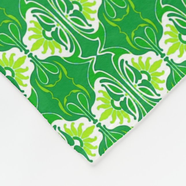 Cobertor De Velo Padrão de wallpaper Art Deco - verde e branco (Quina)