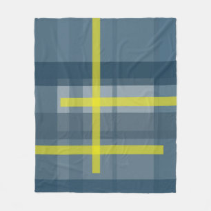 Cobertor De Velo Padrão de xadrez azul e amarelo