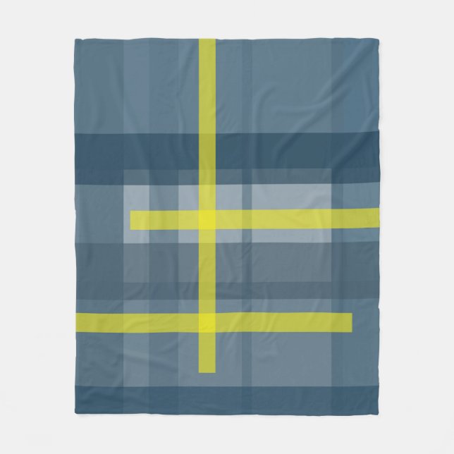 Cobertor De Velo Padrão de xadrez azul e amarelo (Frente)