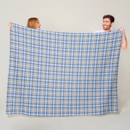 Cobertor De Velo Padrão de Xadrez de Tartan Azul e Taupe