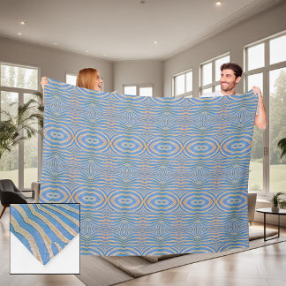 Cobertor De Velo Padrão de zebra azul e dourado texturizado e simét