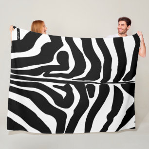 Cobertor De Velo Padrão de zebra branco e preto monograma