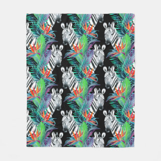 Cobertor De Velo Padrão De Zebra E Flores Exóticas