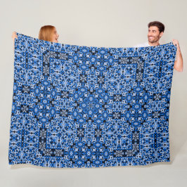 Cobertor De Velo Padrão Decorativo Azul Denim Satin Mandala Quilt
