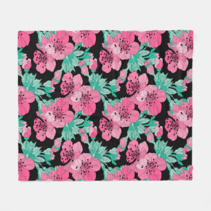 Cobertor De Velo Padrão Decorativo De Flor De Cereja Desenhado À Mã