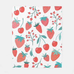 Cobertor De Velo Padrão decorativo sem costura com frutas, morango