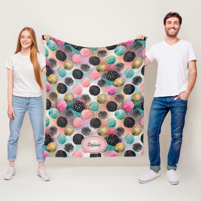 Cobertor De Velo Padrão do círculo abstrato - com brilho e manchas (In Situ)