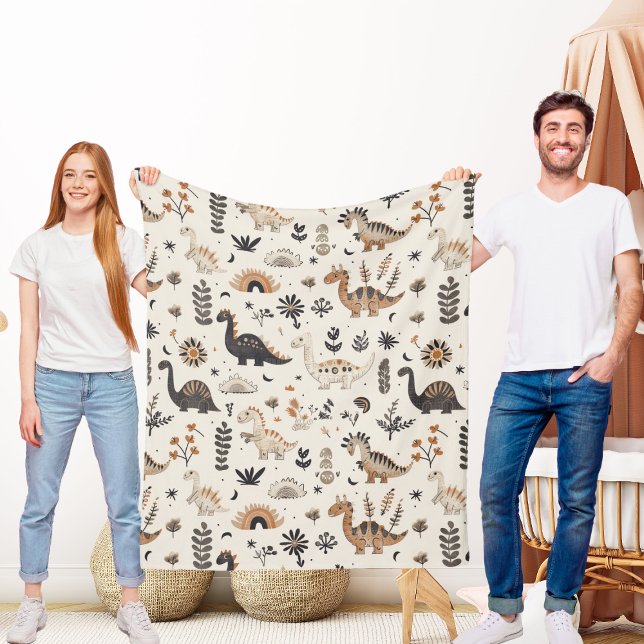 Cobertor De Velo Padrão do Dinossauro da Selva de Boho (Criador carregado)