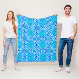 Cobertor De Velo Padrão do Sky Blue e Cobalt Batik Mandala