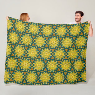 Cobertor De Velo Padrão Dourado e azul-turquesa de estrela de colhe