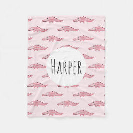 Cobertor De Velo Padrão e nome do crocodilo Safari rosa-claro da me