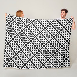 Cobertor De Velo Padrão Elegante de Nó Celta Preto e Branco