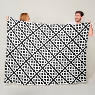 Cobertor De Velo Padrão Elegante de Nó Celta Preto e Branco