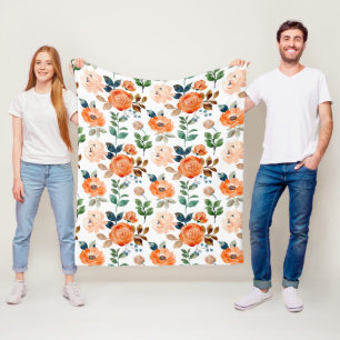 Cobertor De Velo Padrão Elegante e Sem Costura de Flores em Aquarel