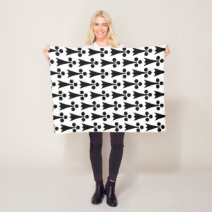 Cobertor De Velo Padrão Ermine, Padrão Medieval, Preto em Branco