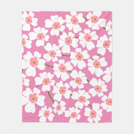 Cobertor De Velo Padrão estético da flor branca e rosa retrorreflec