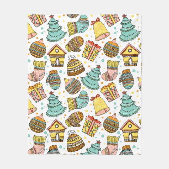 Cobertor De Velo Padrão Festivo Moderno do Natal Feriado (Frente)