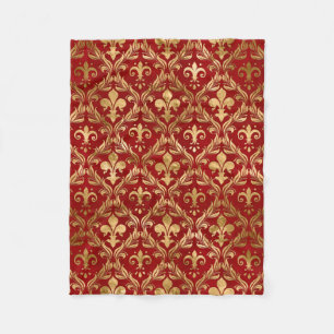 Cobertor De Velo Padrão Fleur-de-lis vermelho luxuoso