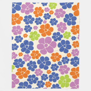 Cobertor De Velo Padrão Flor - Azul, Laranja, Roxo, Verde
