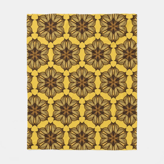 Cobertor De Velo Padrão Floral Abstrato amarelo (Frente)