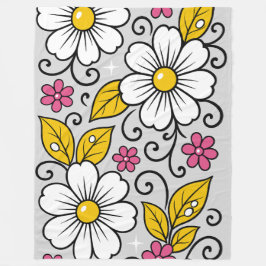 Cobertor De Velo Padrão Floral Alegre com Contornos Ousados