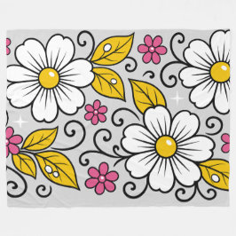 Cobertor De Velo Padrão Floral Alegre com Contornos Ousados
