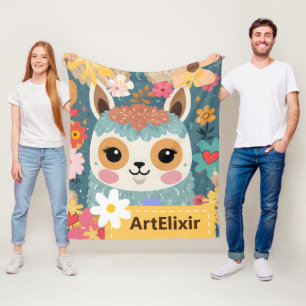 Cobertor De Velo Padrão Floral Alpaca Lama Cute