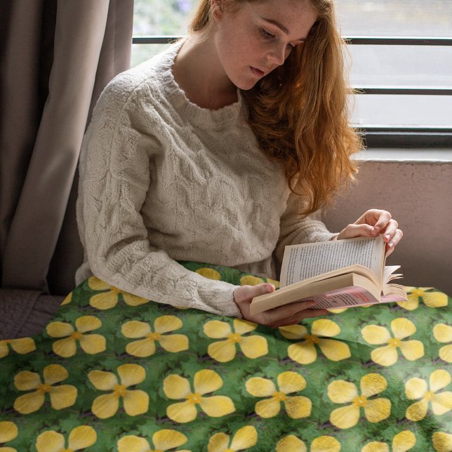 Cobertor De Velo Padrão Floral Amarelo Celandina Papoila (In Situ Front)