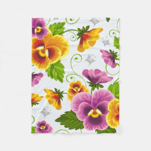 Cobertor De Velo Padrão floral amarelo e rosa