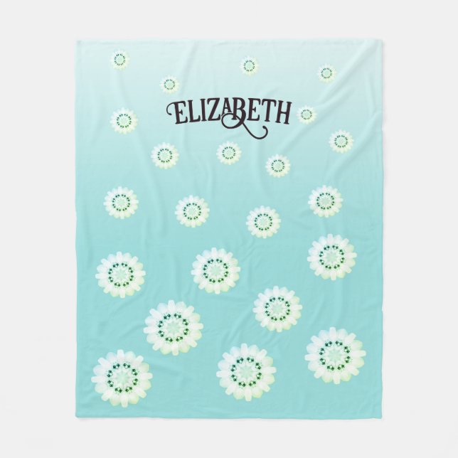 Cobertor De Velo Padrão Floral Azul-Claro Personalizado (Frente)