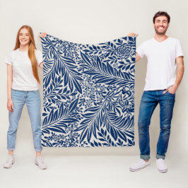 Cobertor De Velo padrão floral azul com folhas e flores diversas