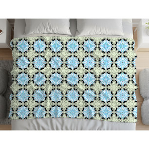 Cobertor De Velo Padrão floral azul e creme decorativo 