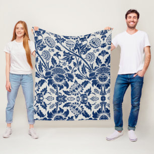 Cobertor De Velo Padrão floral azul intricado em fundo claro