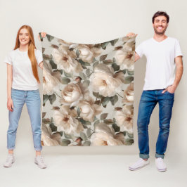 Cobertor De Velo Padrão Floral Bege Rosa Branco Suave 
