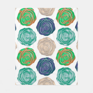 Cobertor De Velo Padrão floral bege, verde e violeta sem costura.