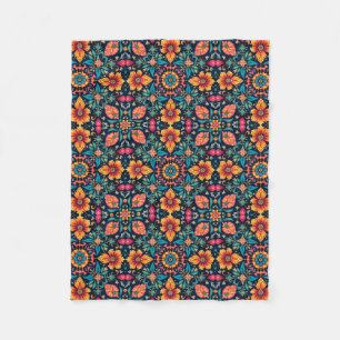 Cobertor De Velo Padrão Floral Boho Colorido Simetria Elegante