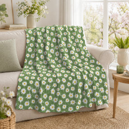 Cobertor De Velo Padrão Floral Boho Daisy Verde