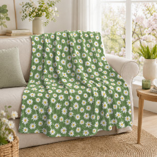 Cobertor De Velo Padrão Floral Boho Daisy Verde