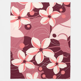 Cobertor De Velo Padrão Floral Branco Creme e Rosa Pêssego