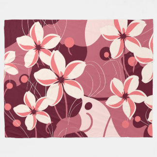 Cobertor De Velo Padrão Floral Branco Creme e Rosa Pêssego