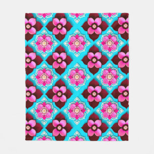 Cobertor De Velo Padrão Floral Brilhante com Flores Rosas